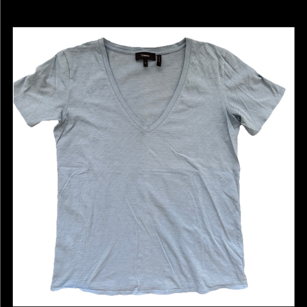 Theory S P Blue Top V Neck Shirt Tee Blouse Tank Stretchy Blue